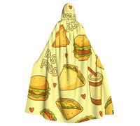 Fast Food Pattern Adult Witch Hooded Cape, Halloween Costume Hooded Cloak