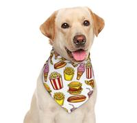 Fast Food Pizza Ice Cream French Fries Cheeseburger Hot Dog Popcorn Pets Dog Triangle Bibs Scarf Soft Dogs Neckerchief Everyday Wear Pet Triangle Scarves For Small Medium Large Dogs