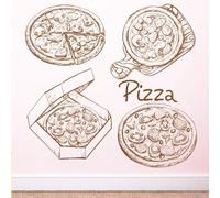 Fast Food Pizza Wall Decals Pizza Shop Sign Dinning Room Restaurant Kitchen Stickers Vinyl Modern Decor Murals Wallpaper 110X110CM