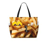 Fast Food Print Beach Travel Bag Smart Pocket Tote Summer Vacation Hiking Camping Outdoor Activity