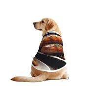 Fast Food Print Dog Outfit Sleeveles, Funny Pet Dog Clothes Machine Washable Shirt Vest For Medium Large Dogs