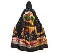 Fast Food Print Halloween Hooded Adults Cloak Costume Full Length Cosplay Parties And Festivals