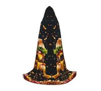 Fast Food Print Hooded Wizard Robe Halloween Cloak Medieval Renaissance Cosplay Christmas Party Outfits