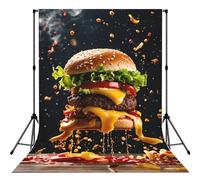 Fast Food Print Photo Studio Background 5x7ft Soft Photo Backdrop Curtain For Studio Content Creator Equipment