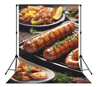 Fast Food Print Photo Studio Background 5x7ft Soft Photo Backdrop Curtain For Studio Content Creator Equipment