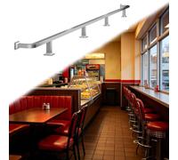 Fast Food Restaurant Counter Seating Foot Rail, Brushed Silver Undercounter Mount Bar Footrest Kit, Commercial Pub Foot Rest Railing(470cm/15.42ft)