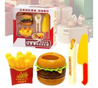 Fast Food Symbolic Game,Imitation Educational Set with Burger and Chips | Imitation Hamburger Toy for - For Kids, Preschoolers, Kindergarten Students