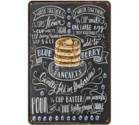 Fast Food Vintage Metal Tin Sign - blue berry pancakes Metel Poster Plaque - Wall Decor wall sign for Kitchen Bakery Cafe Restaurant 16x 12 inches