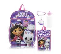 Fast Forward 5 Piece Backpack with Lunch Snack Tote Set for Kids, Gabby's Dollhouse, Daypack Backpacks