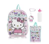 Fast Forward 5 Piece Backpack with Lunch Snack Tote Set for Kids, Hello Kitty, 16 inches, Daypack Backpacks