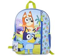 Fast Forward Bluey 16" Kids Backpack - Colorful Cartoon School Bag with Front Pocket & Side Mesh, Lightweight Travel Backpack for Boys & Girls