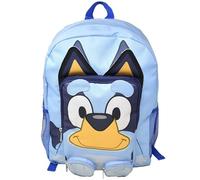 Fast Forward Bluey Front Body 16" Backpack with 3 Zipper Pockets- Colorful Cartoon School Bag with Front Pocket & Side Mesh, Lightweight Travel Backpack for Boys & Girls