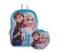 Fast Forward Disney Princess Girls Backpack and Lunch Box Set - 2 Piece 15 Inch School Backpack With Detachable Lunch Bag Set, Frozen Round Lunch, One Size