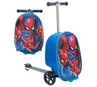 Fast Forward Frozen Scooter Suitcase for Kids - 18” Lightweight Disney Frozen Luggage for Girls - (Luggage 11lbs and Scooter 100lbs), Blue and White, 18 inches x 19 inches x 13 inches, Spiderman
