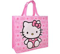 Fast Forward Hello Kitty Large Shopping Tote Bag, Pink with Bow Pattern, Reusable