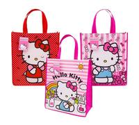 Fast Forward Hello Kitty Reusable Tote Bags, 16 inch, Pink and Red, 3 Pack