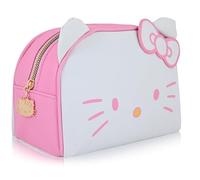 Fast Forward Hello Kitty, Stitch or Minnie Mouse Makeup Bag for Women | Minnie Mouse PU Leather Travel Toiletry Bag for Women, Hello Kitty - White