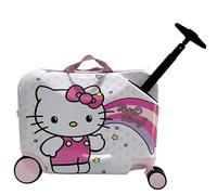 Fast Forward Kids Hardside Ride on Luggage for Kids 18" Suitcase Cute Lightweight Travel Trolly, Multicolor, Hello Kitty