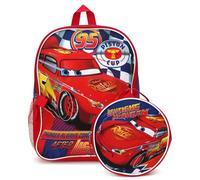 Fast Forward Lightning McQueen Boys Backpack and Lunch Box Set - 2 Piece 15 Inch School Backpack With Detachable Lunch Bag, Lightning McQueen Blue/Red