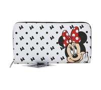 Fast Forward Minnie Mouse Bow All Over Print Faux Leather Deluxe Wallet with Card Wallet Bundle, White, Bow, Cute, Aesthetic