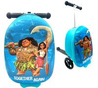 Fast Forward Moana 18" Kid's Ride-On Suitcase - Lightweight Carry-On Luggage Scooter with LED Light Up Wheels