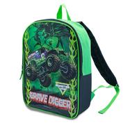 Fast Forward Monster Jam Backpack for Kids - Monster Truck Backpack - Monster Truck Book Bag, Grave Digger Green, 15 inches
