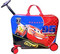 Fast Forward Ride-On 18" Suitcase For Kids/Tow-Along Toddler Carry-On Luggage With Wheels, Multicolor, L, Cars II