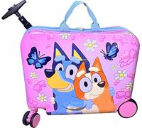 Fast Forward Ride-On 18" Suitcase For Kids/Tow-Along Toddler Carry-On Luggage With Wheels, Multicolor, L, Bluey Girls