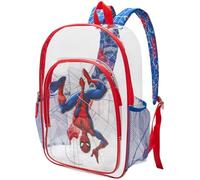 Fast Forward Spiderman Backpack - 16 inch Clear Backpack for Kids Water Resistant School Bag with Padded Straps & Pockets, Spiderman Blue, One Size