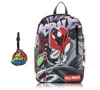 Fast Forward Stitch, Hello Kitty, SpongeBob or Miles Morales Backpack for Teens with Rubber Luggage Tag, Miles Morales