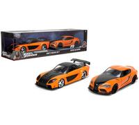 Fast and Furious 2 Car Set Hans Mazda RX-7 and Toyota GR Supra 1:32 Jada 32910 Jada Orange One Size