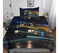 Fast & Furious 3D Duvet Cover 3-Piece Quilt Cover Set for Kids,Teens And Adults,Microfiber Comforter Cover,Bedding Set with Pillowcases Single（135x200cm）