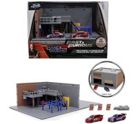Fast & Furious - Nanoscene Hollywood Rides - Han's Garage & 3 Die-Cast Vehicles