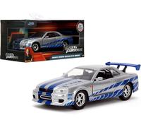 Fast Furious Nissan Skyline GT-R R34 Model Car Brian 1:24 Die Cast Jada