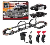 Fast & Furious Stunt Raceway Electric Racetrack Slot Car Set Age 5+, 2x 1:43 Replica Cars, With 360 Loops & Lap Counter, Track 7.3M / 24FT Racetrack For Kids, UK 3-Pin Plug