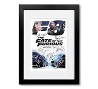 Fast & Furious TV Cast Signed A4 Poster Photo Print Framed Autograph Gift Movie Vin Diesel, Paul Walker, Dwayne Johnson, Jason Statham (The Fate of the Furious 8 A4 Framed & Mounted)