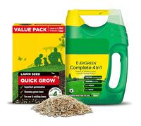 Fast Growing Grass Seed Bundle - Miracle Quick Grow Lawn Seeds 480g 16m2 & Complete 4in1 Lawn Food Spreader 2.8kg 80m2 Spring Lawns Feed Weed and Moss