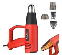 Fast Heat Gun 2000W, 60℃- 600℃ Dual Temp Universal Hot Air Gun with 4 Nozzle Attachments for Pipe Bending, Shrinking, Paint Stripping, Handheld and Portable, Red