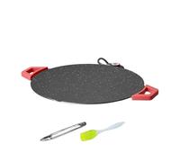 Fast Heating Nonstick Griddle | Small Grill Indoor with Oil Brush and BBQ | for Cooking, Barbecue, Breakfast, Steak, Pancake