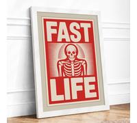 Fast Life Retro Framed Wall Art Print A4 White | Ready to Hang, Premium Gi Paper, Fade-Resistant Inks, Securely Packaged, UK Made