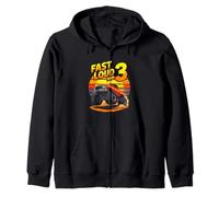 Fast Loud And 3 Monster Truck Third Birthday Zip Hoodie