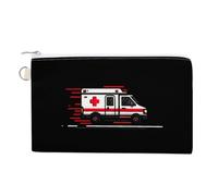 Fast Moving Ambulance Coin Purse Small Wallets with Zippered Key Ring Cute Wallet