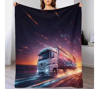 Fast Moving Truck Throw Blanket Decorations Fleece Super Soft Plush Fuzzy Cozy 70x80inch(180x200cm) Blanket with 3D Jacquard Lorry Design Luxury Lightweight for Couch Sofa Chair,