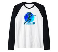 Fast Moving Women’s Soccer Athlete Running Play Raglan Baseball Tee