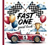 Fast One: Red Vintage Race Car Theme First Birthday Party Guest Book With Gift Tracker & Photo Album for 1st Year Memories