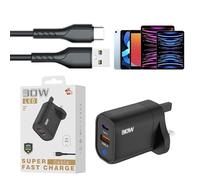 Fast Phone Charger, Fast Charging Block | 30W Charging Block with Type C Charging Cable | Cell Phone Charger with 2 USB Ports, Wall Charger for Home Travel Use