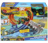 Hot Wheels Monster Trucks Corkscrew Shark Smash Track Set