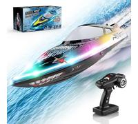 Fast RC Boat for Pool & Lake, 2.4G 30KM/H Electric Remote Control Speedboat Electric Boat for Adults, High Speed Racing Boats with Navigation Lights