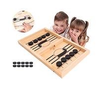 Fast Sling Puck Game,Catapult Chess Bumper 2 in 1 Slingshot Wooden Paced Table Ice Hockey Winner Board Party Game Toy for Adults & Kids