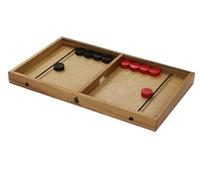 Fast Sling Puck Game - Premium Wooden Table Hockey Game for Kids & Adults - 2-Player Dexterity Game with 10 Pucks - Handcrafted Wooden Board, Classic Family Game, Party & Travel Toy